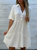 Lia | Lockeres monochromes kurzärmeliges Kleid für Damen