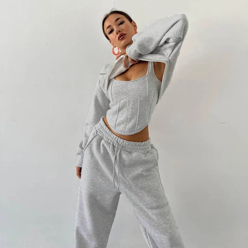 Jorina | Bequemes Lounge-Set mit Crop-Hoodie