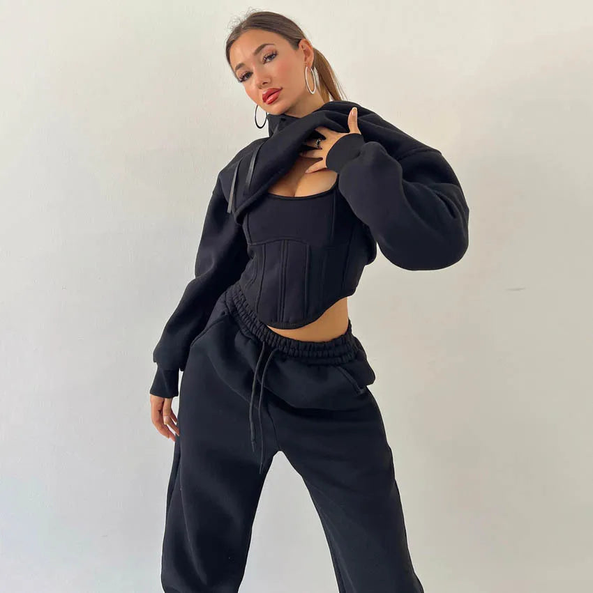 Jorina | Bequemes Lounge-Set mit Crop-Hoodie