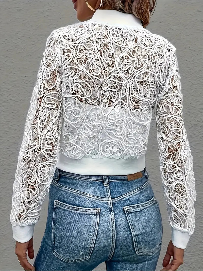 Marlia | Crop Lace Bomberjacke