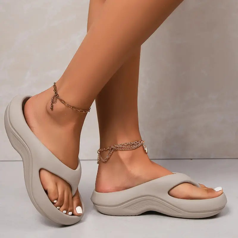 Gisel | Damen-Plateau-Flip-Flops mit weicher Sohle