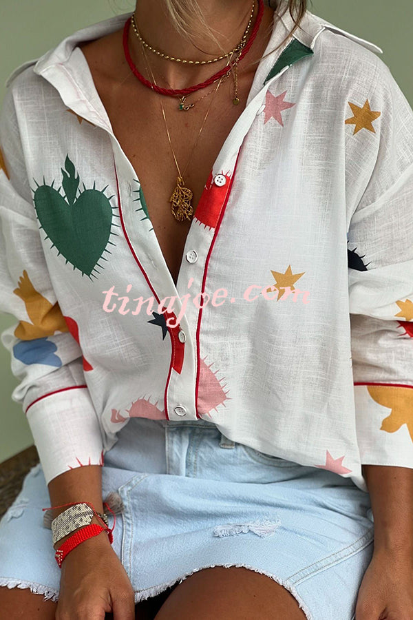 Chilka | Leinenmix-Bluse mit einzigartigem Sommerprint