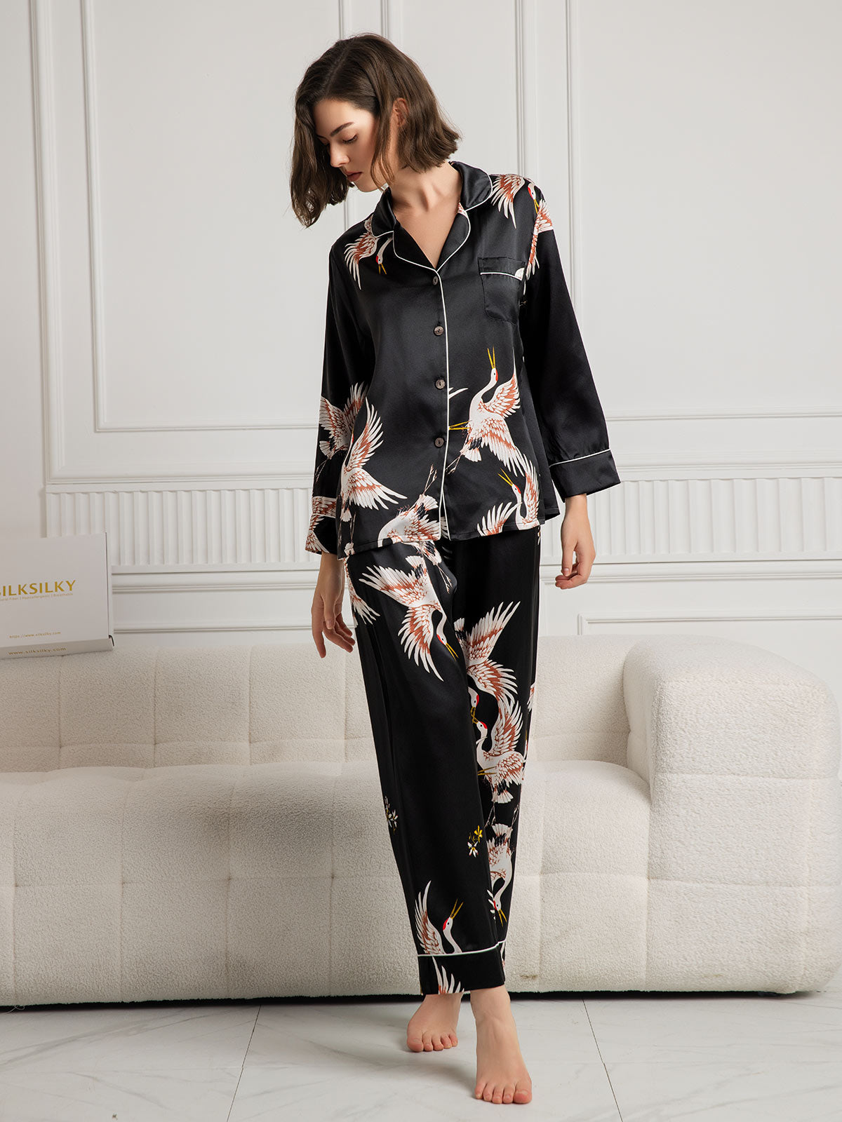 Nola | luxuriöses Damenpyjama-Set mit kontrastierender Bindung