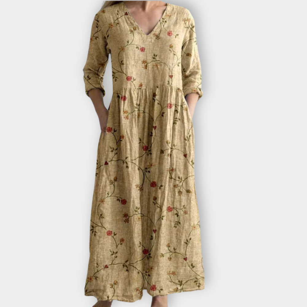 Fatima | modisches Boho-Maxikleid mit floralem Design