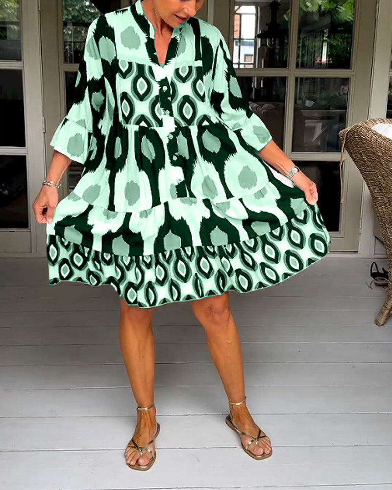 Larisa | Bedrucktes Kleid mit 3/4 Ärmeln