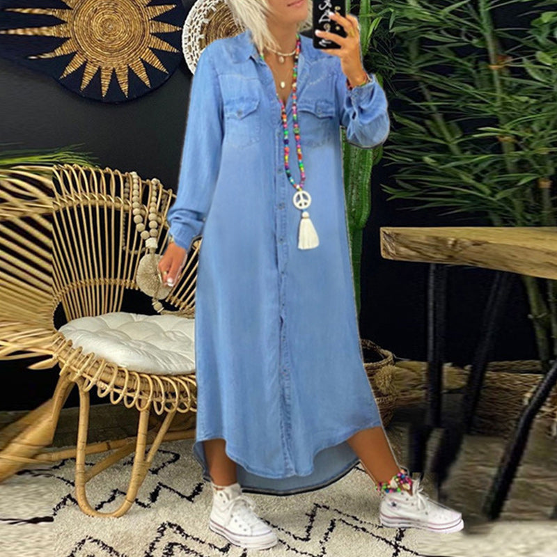 Lesly | Langärmliges Maxikleid aus Denim
