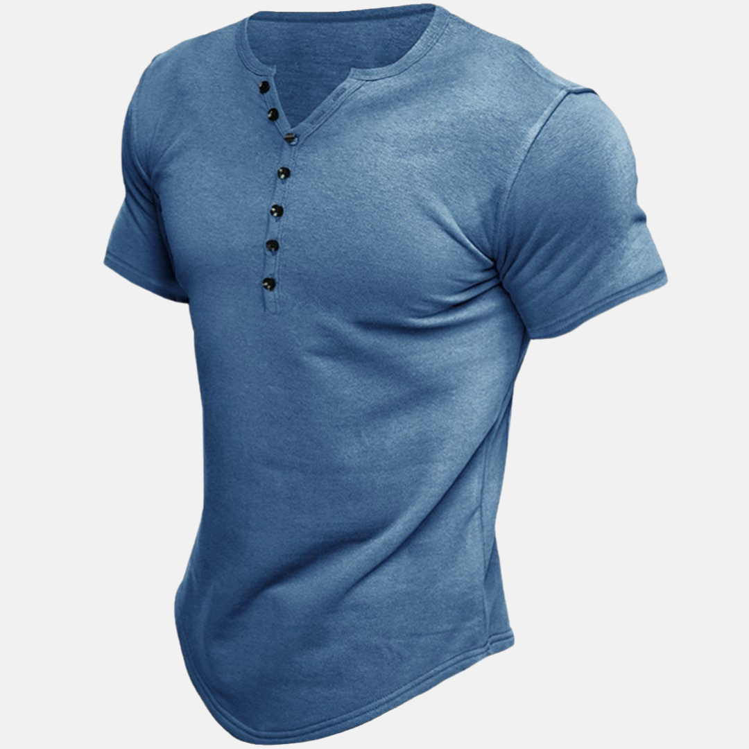 Dave™ | Premium Henley-Shirt mit Kurzarm - Blau / S