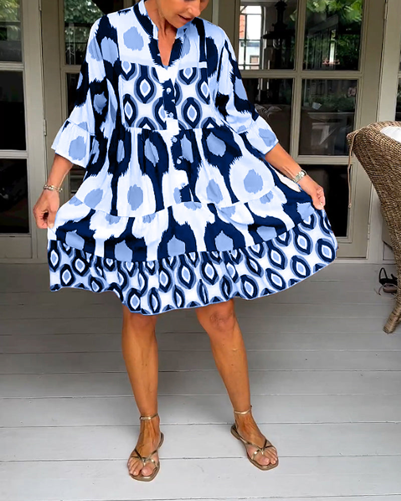 Larisa | Bedrucktes Kleid mit 3/4 Ärmeln