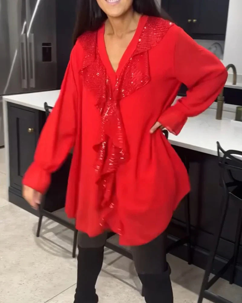 Jelisan | Hochwertige Rüschenbluse mit Glanzakzent