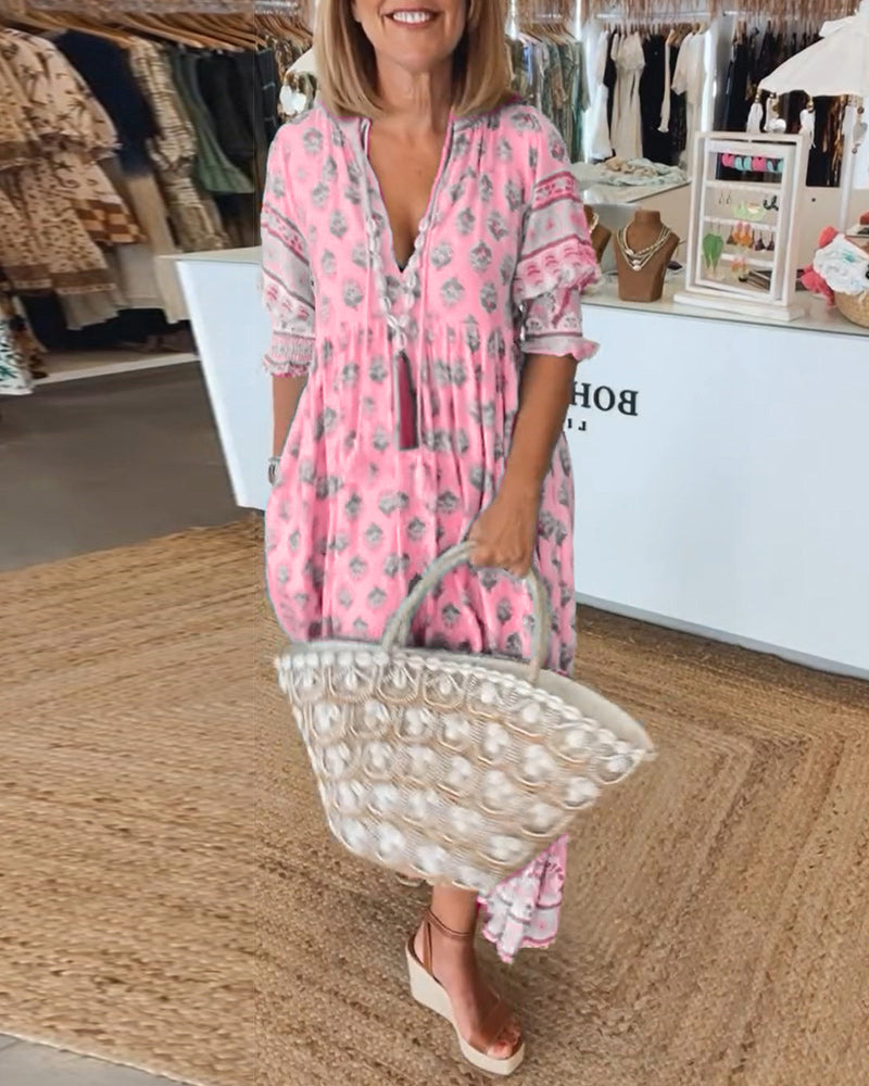 Liana | Bedrucktes Kleid mit V-Ausschnitt