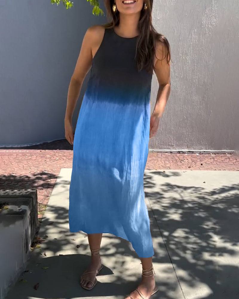 Tayla | Ombre ärmelloses Midikleid