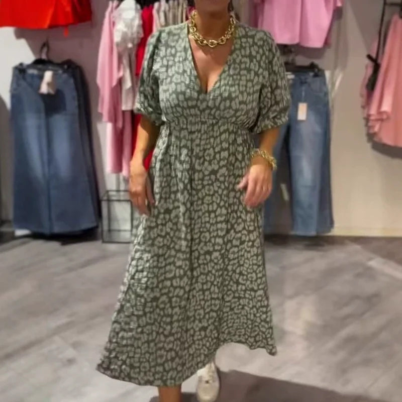 Annie | Kleid mit V-Ausschnitt und Print