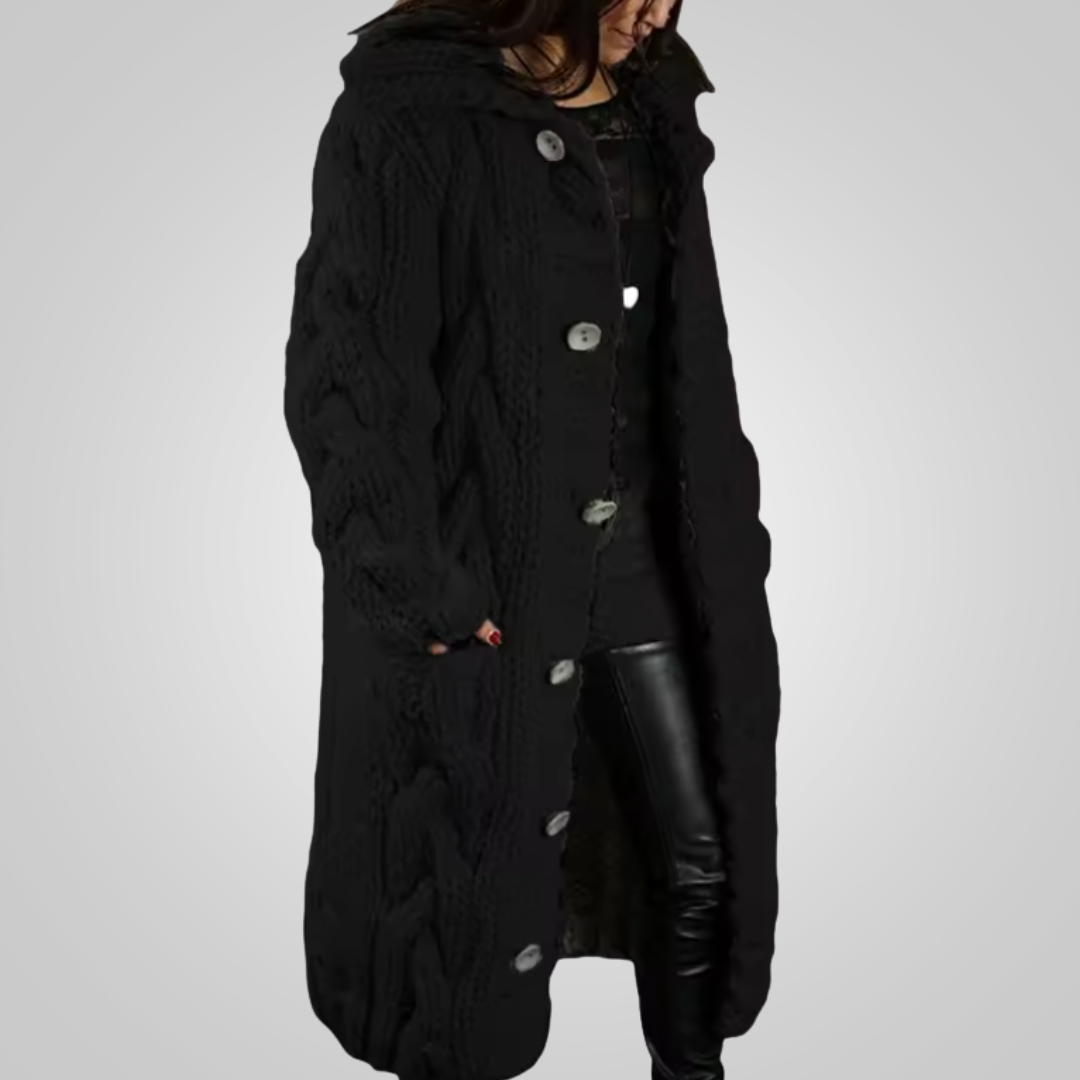 Rosa | Kuschelige Strickjacke mit Kapuze