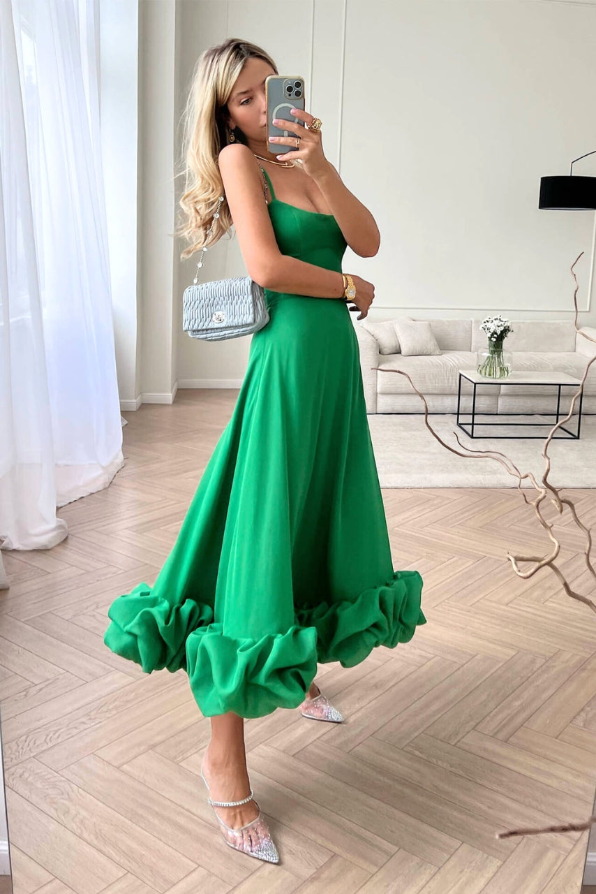 Aciel | Midi-Sonnenkleid mit voluminösem Rüschensaum