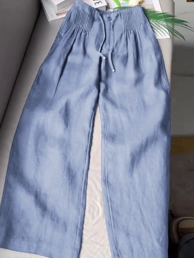 Janissa | Weite Hose aus Baumwoll-Leinen-Mix