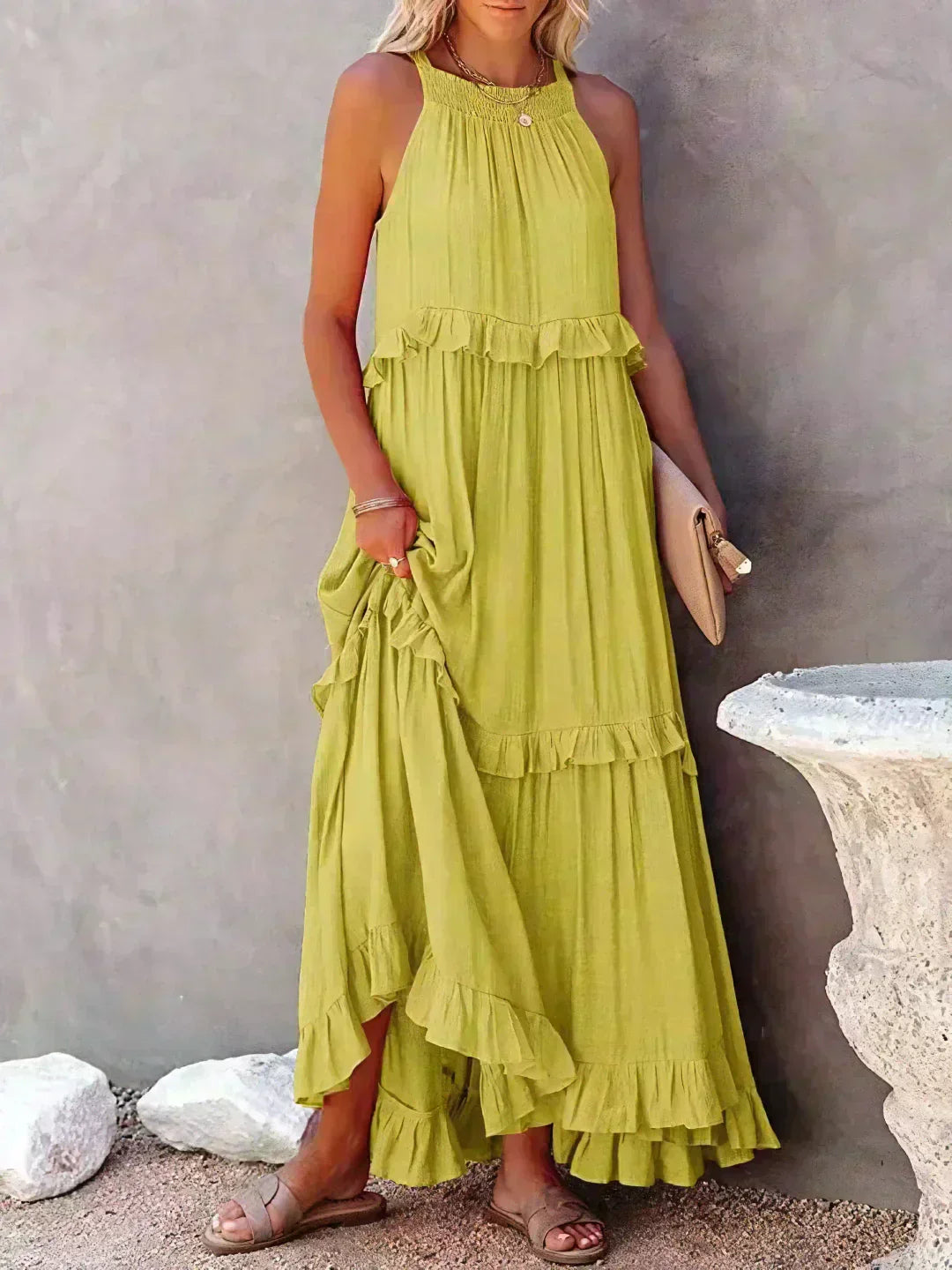 Jovilyn | Ärmelloses Kleid mit Rüschen