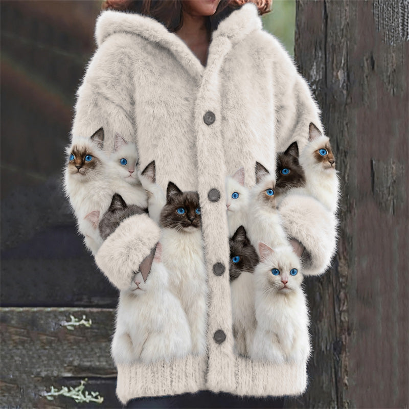 Jataly | Stilvoller Hoodie mit flauschigem Katzenmotiv