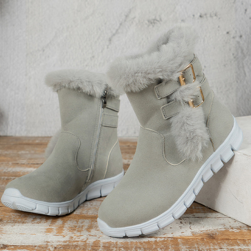 Alica | Stilvolle Winterstiefel mit Fellbesatz und Schnallen