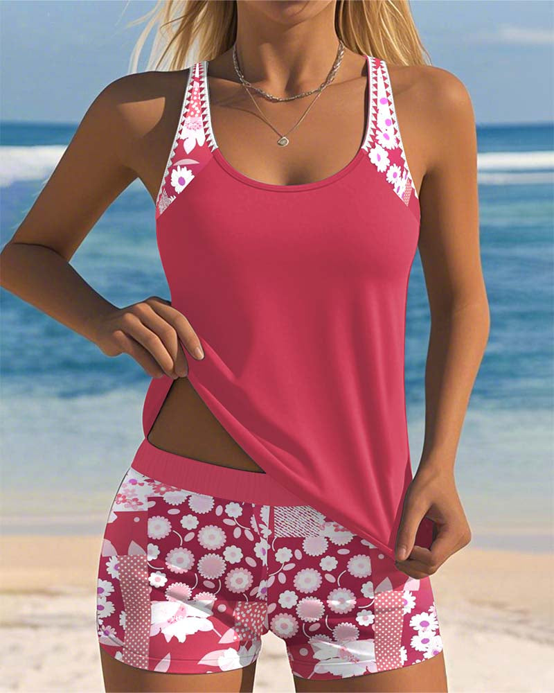 Sky | modisches Tankini-Set mit bedrucktem Boxer