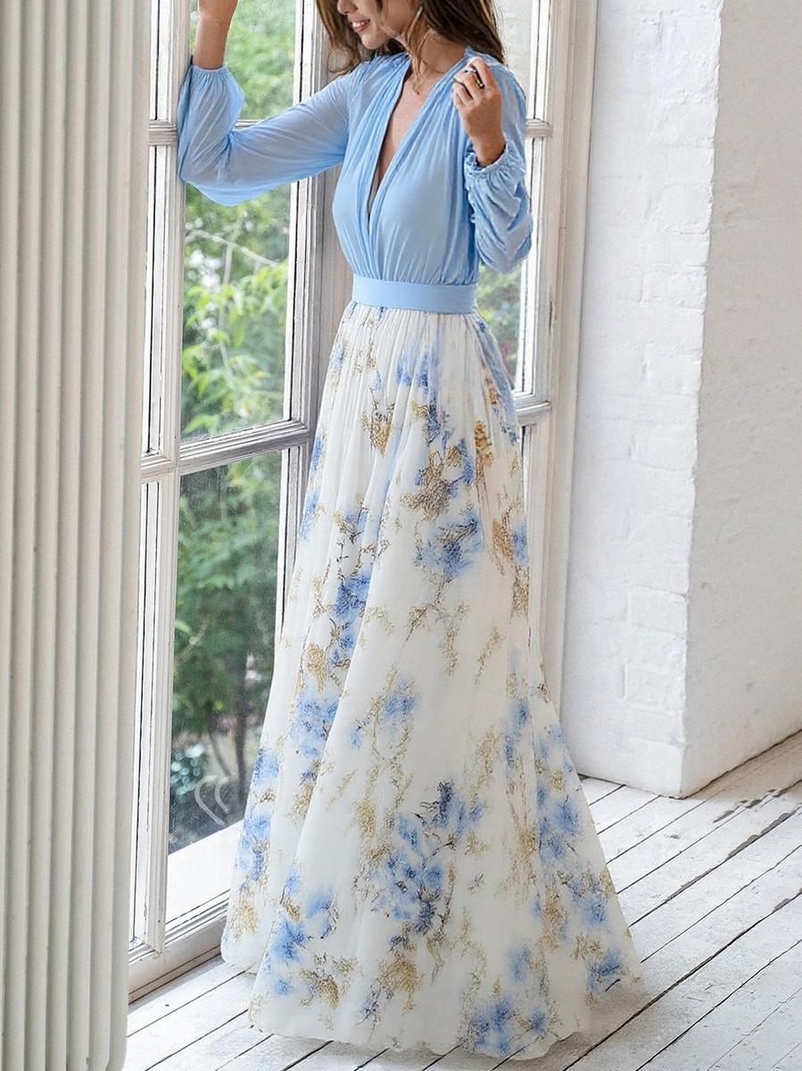 Linda | wunderschönes Kleid mit Blumendruck und V-Ausschnitt
