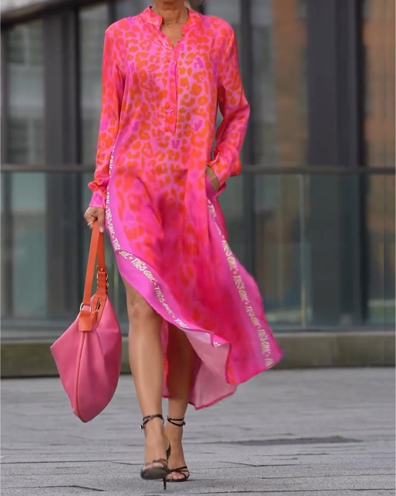 Keyla | modisches Kleid mit Leopardenmuster und Schlitz
