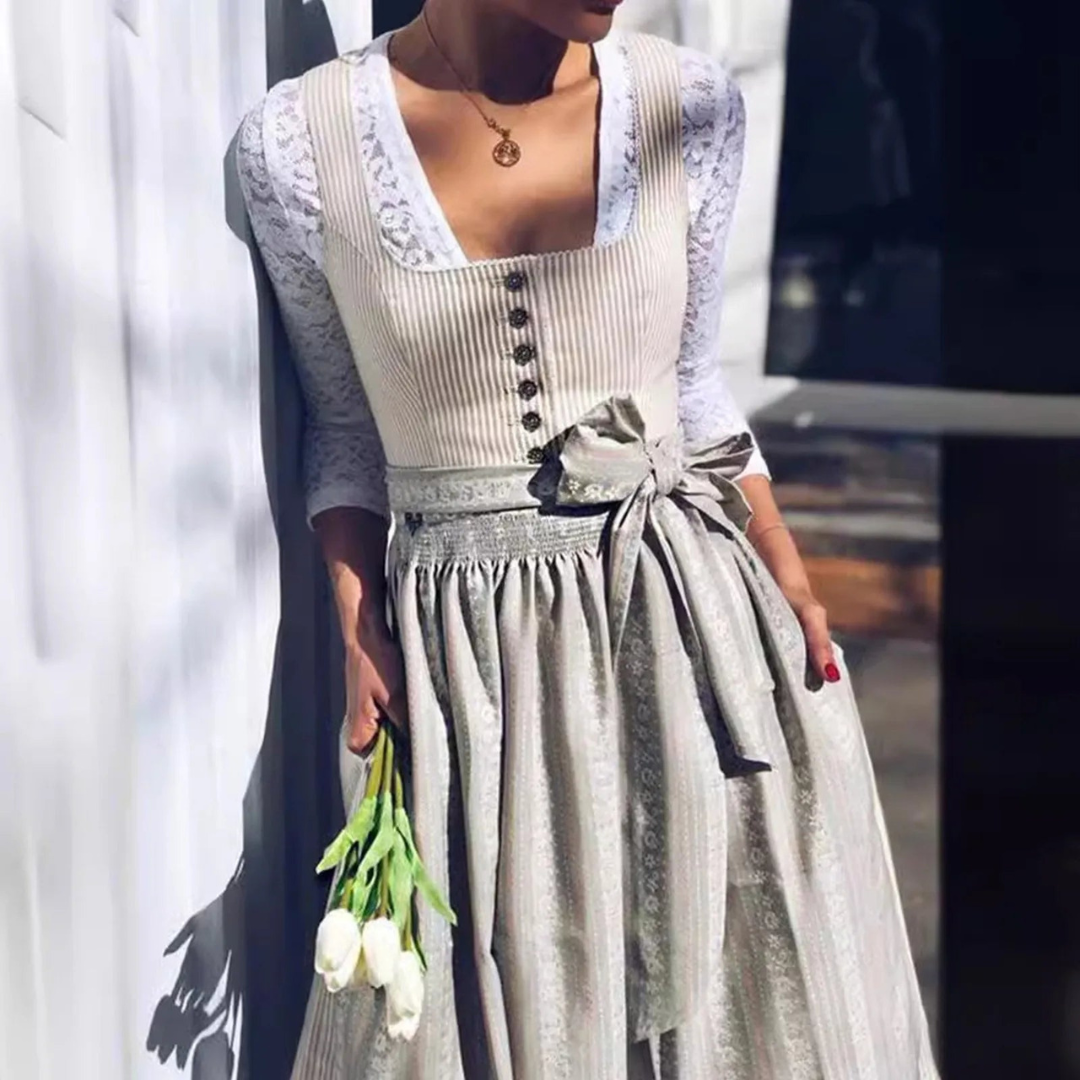 Elegantes Oktoberfest Dirndl Grau