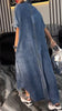 Rosia | Lässiges Maxi-Hemdkleid aus Denim mit Textdetails