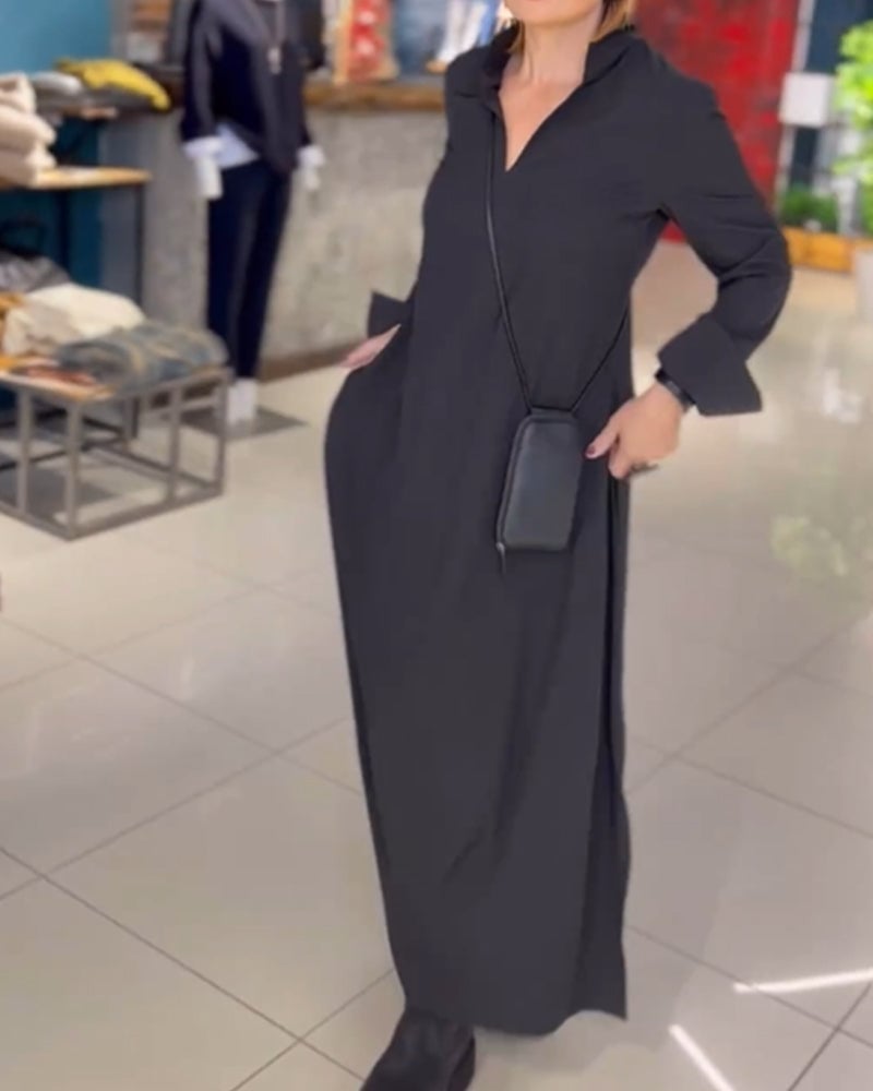 Uzila | Langes, lockeres Kleid mit Schlitz