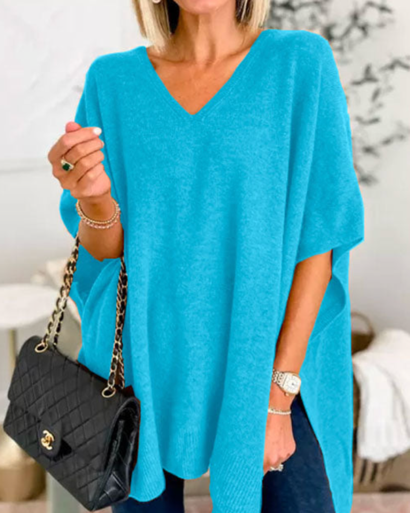 Eliery | Poncho-Pullover mit V-Ausschnitt