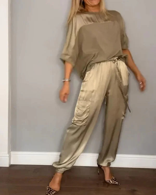 Zara | Satin Oberteil und Hose Set