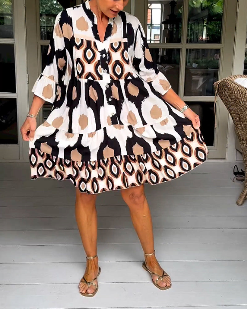 Larisa | Bedrucktes Kleid mit 3/4 Ärmeln