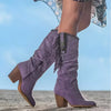 Zelina™ - Cowboystiefel aus echtem Leder - Violett / 34