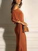 Selvira | Schulterfreies Falten-Maxikleid