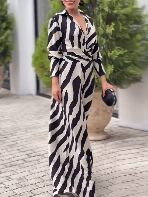 Zerina | Zebra Print Jumpsuit Mit Weitem Bein