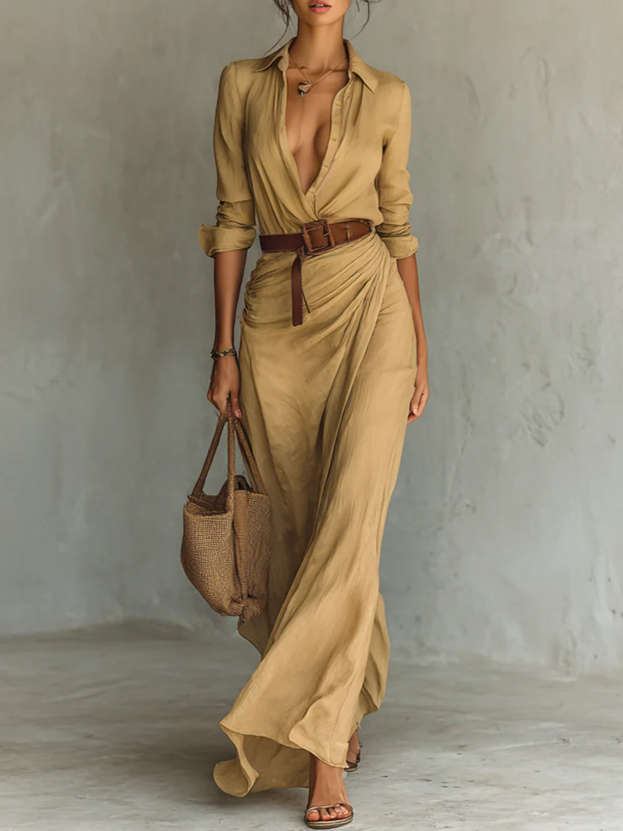 Delilah™ | Zeitloses Damen-Maxikleid mit stilvollem Gürtel