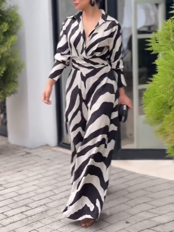 Zerina | Zebra Print Jumpsuit Mit Weitem Bein