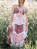 Karola | Elegantes Maxikleid mit Patchwork und Blumendruck