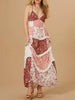 Karola | Elegantes Maxikleid mit Patchwork und Blumendruck