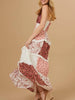 Karola | Elegantes Maxikleid mit Patchwork und Blumendruck