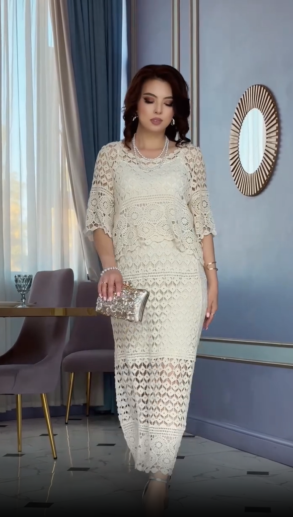 Dalyn | Elegantes Retro-Set mit Spitzen-Ärmeln