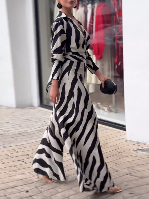 Zerina | Zebra Print Jumpsuit Mit Weitem Bein