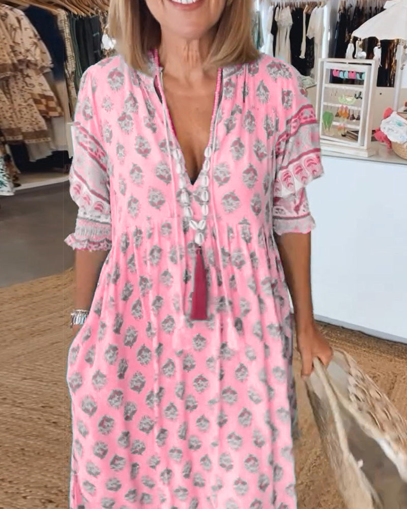 Liana | Bedrucktes Kleid mit V-Ausschnitt