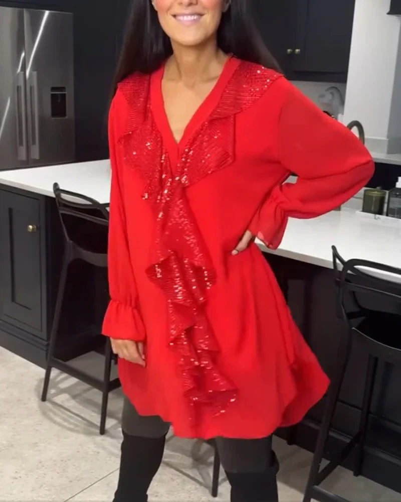 Jelisan | Hochwertige Rüschenbluse mit Glanzakzent