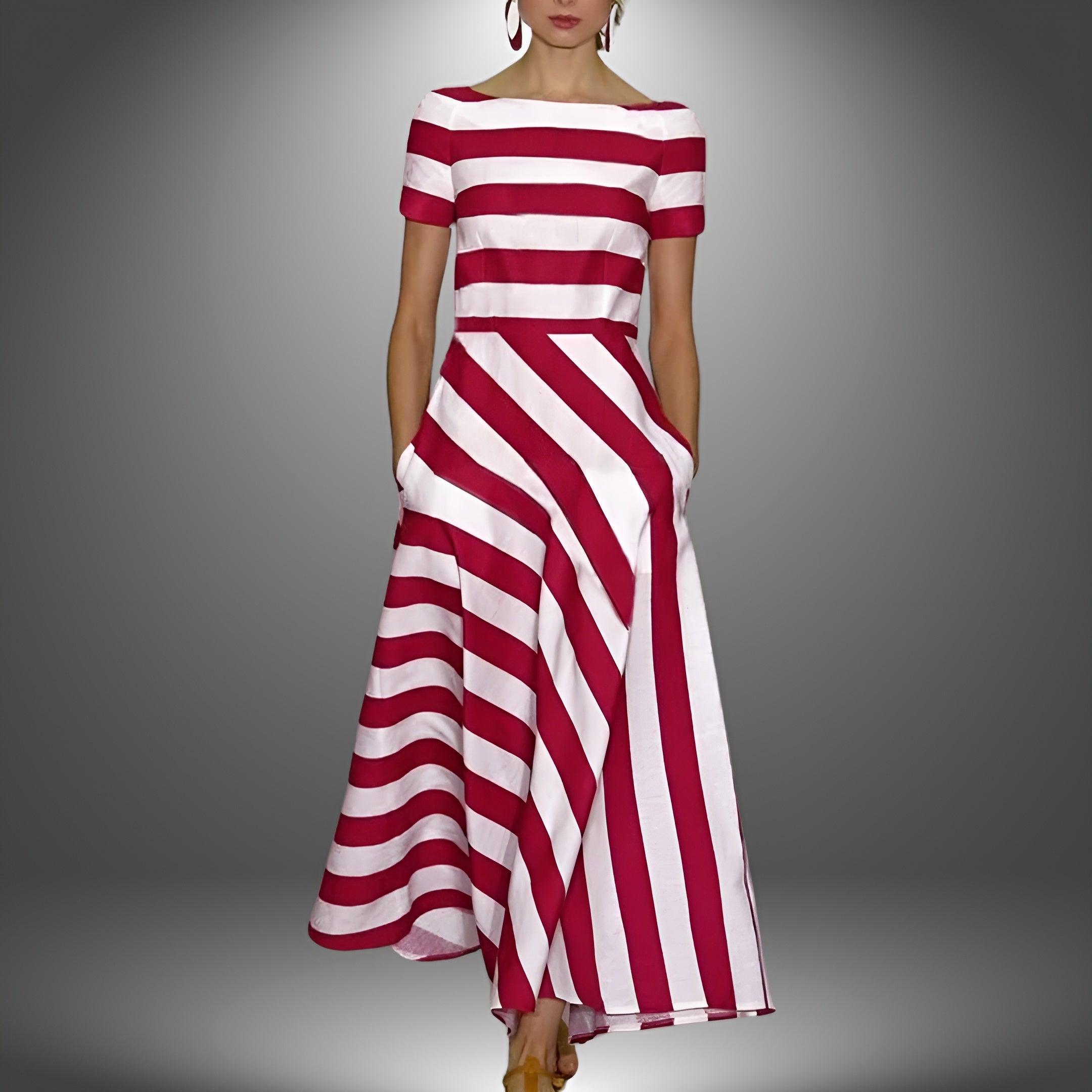 Elsie | Trägerlosen Kleid mit Linienmuster