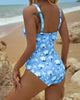 Audrey | modischer Damen-Badeanzug, romantischer Blumenprint.