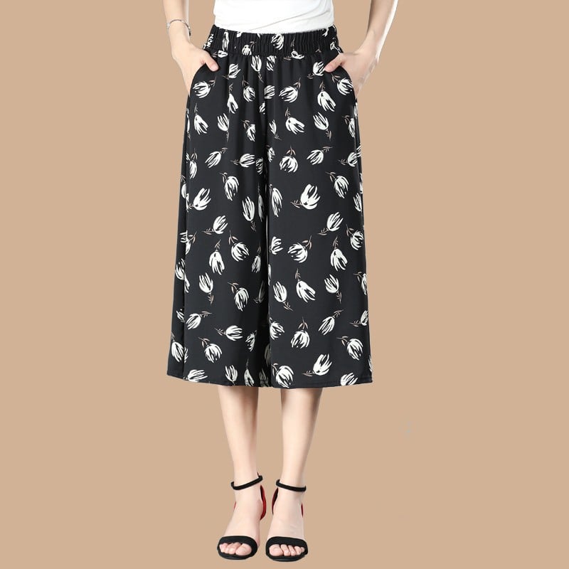 Jayne | Geblümte Culottes mit elastischer Taille