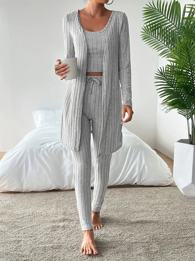 Chloe | Stilvolles 3-teiliges Set aus geripptem Strick