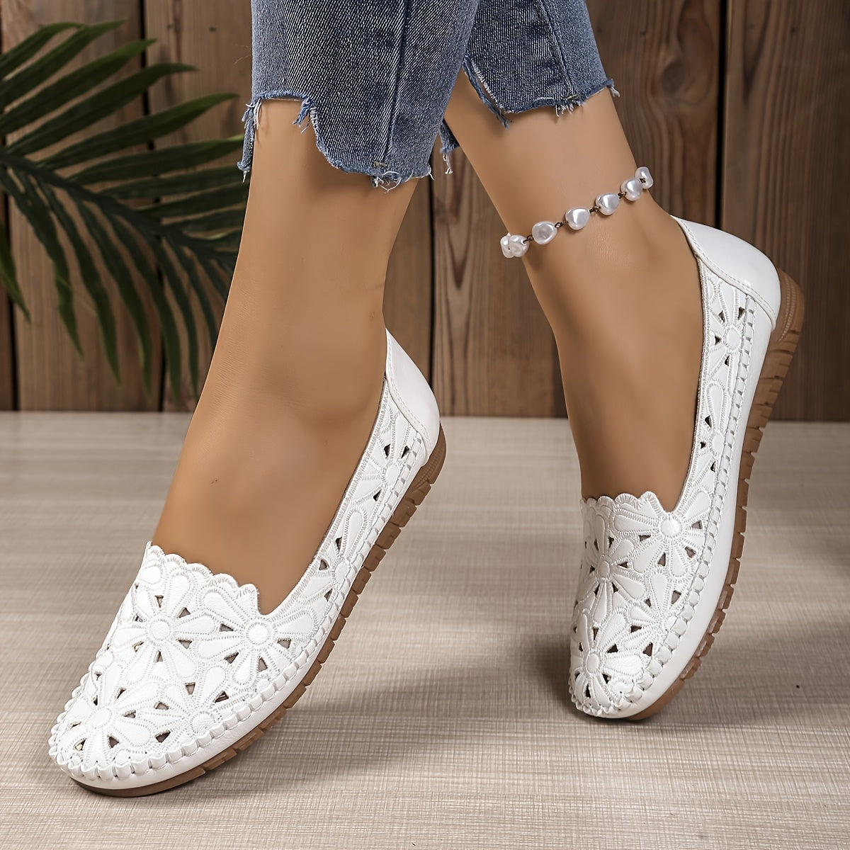 Azal | Blumige perforierte Loafer