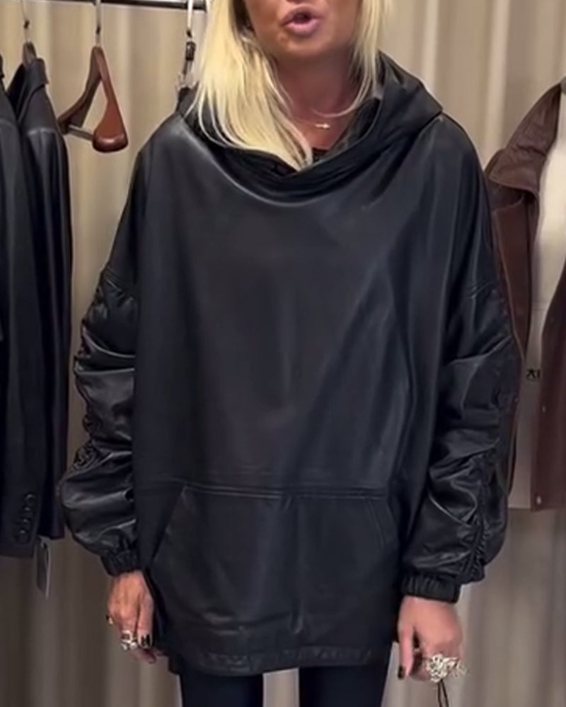 Piora | Lockere PU-Leder-Hoodie