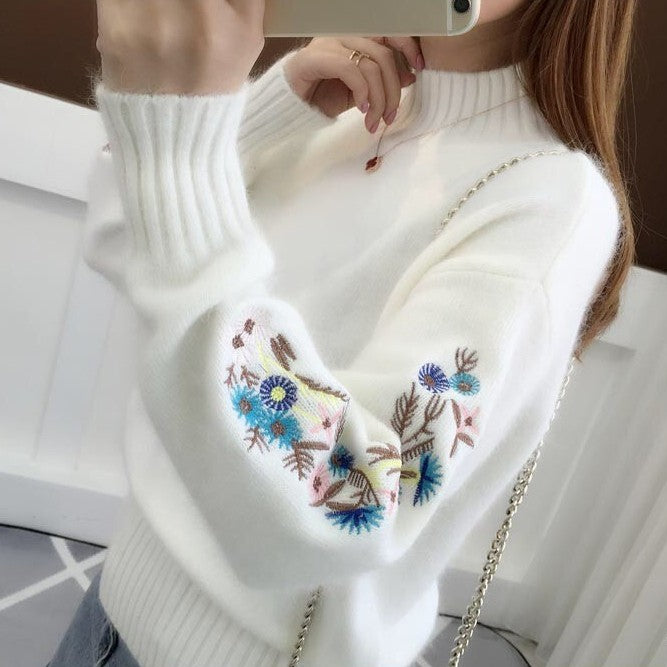 Ariah | weicher Strickpullover aus Kaschmir mit Blumenmuster.